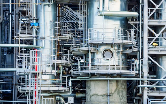 close up industrial view of oil refinery plant