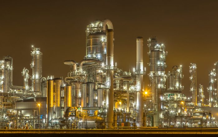 illuminated petrochemical industry in the dark