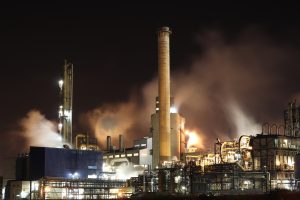 industrial plant at night