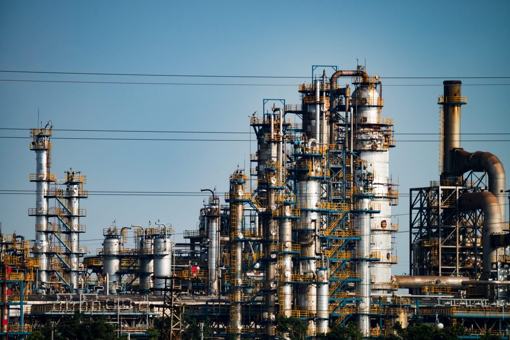 Industrial plant wit blue sky iot