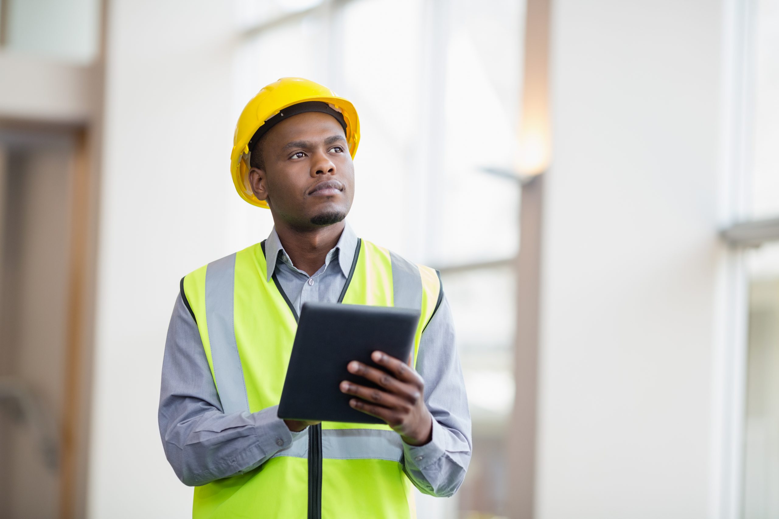 Architect using a digital tablet