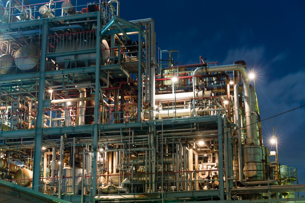 complex industry plant at night