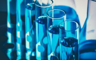 scientific Chemistry glassware for research in laboratory