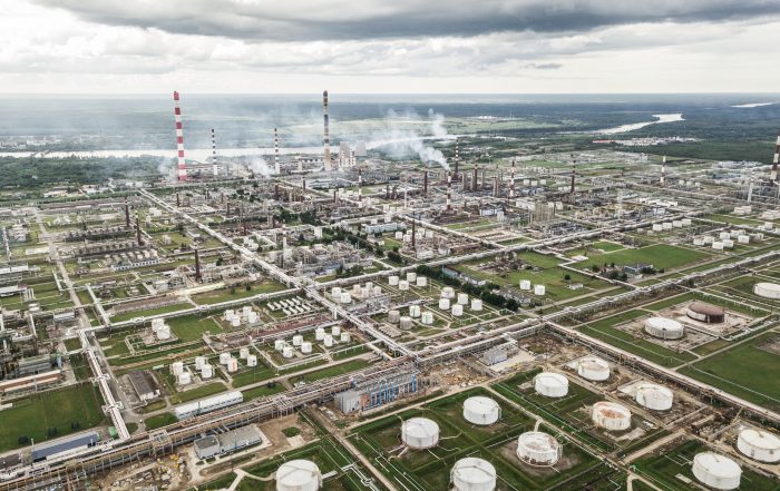 Aerial view of oil refinery