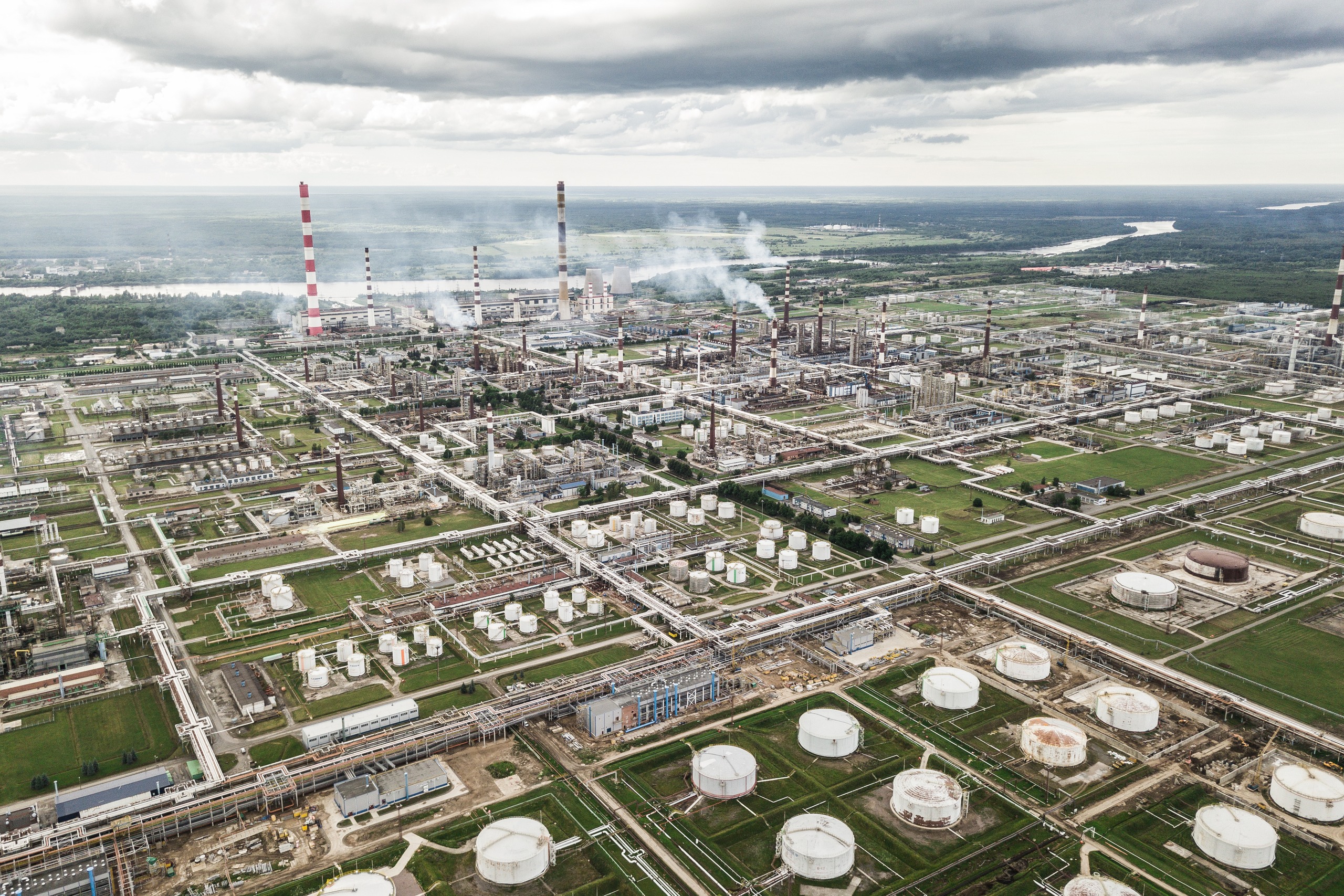 Aerial view of oil refinery