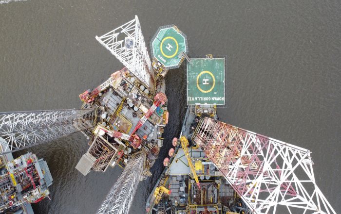 oil and gas rig aerial view