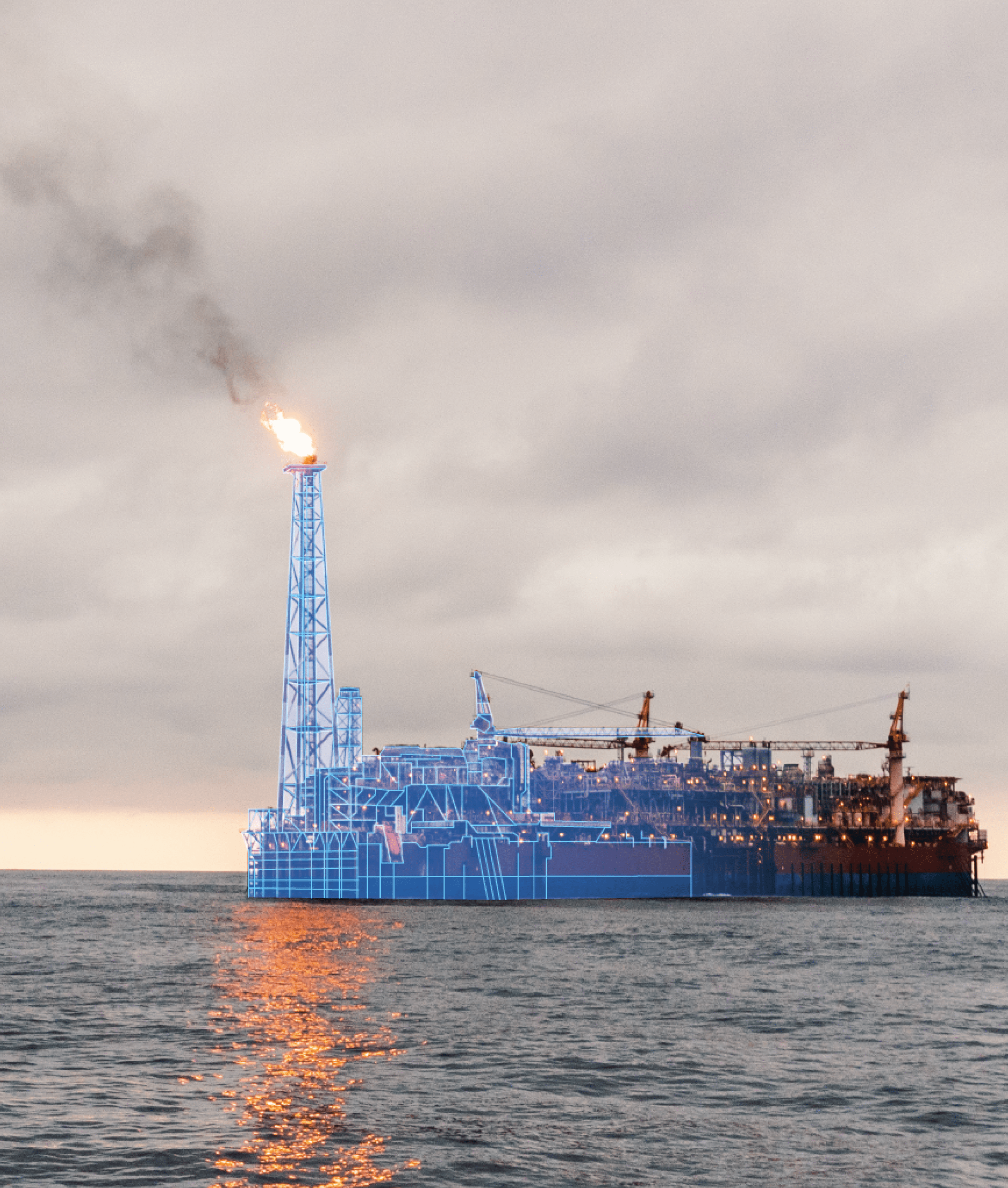 FPSO with AI mask on it for visual optimization