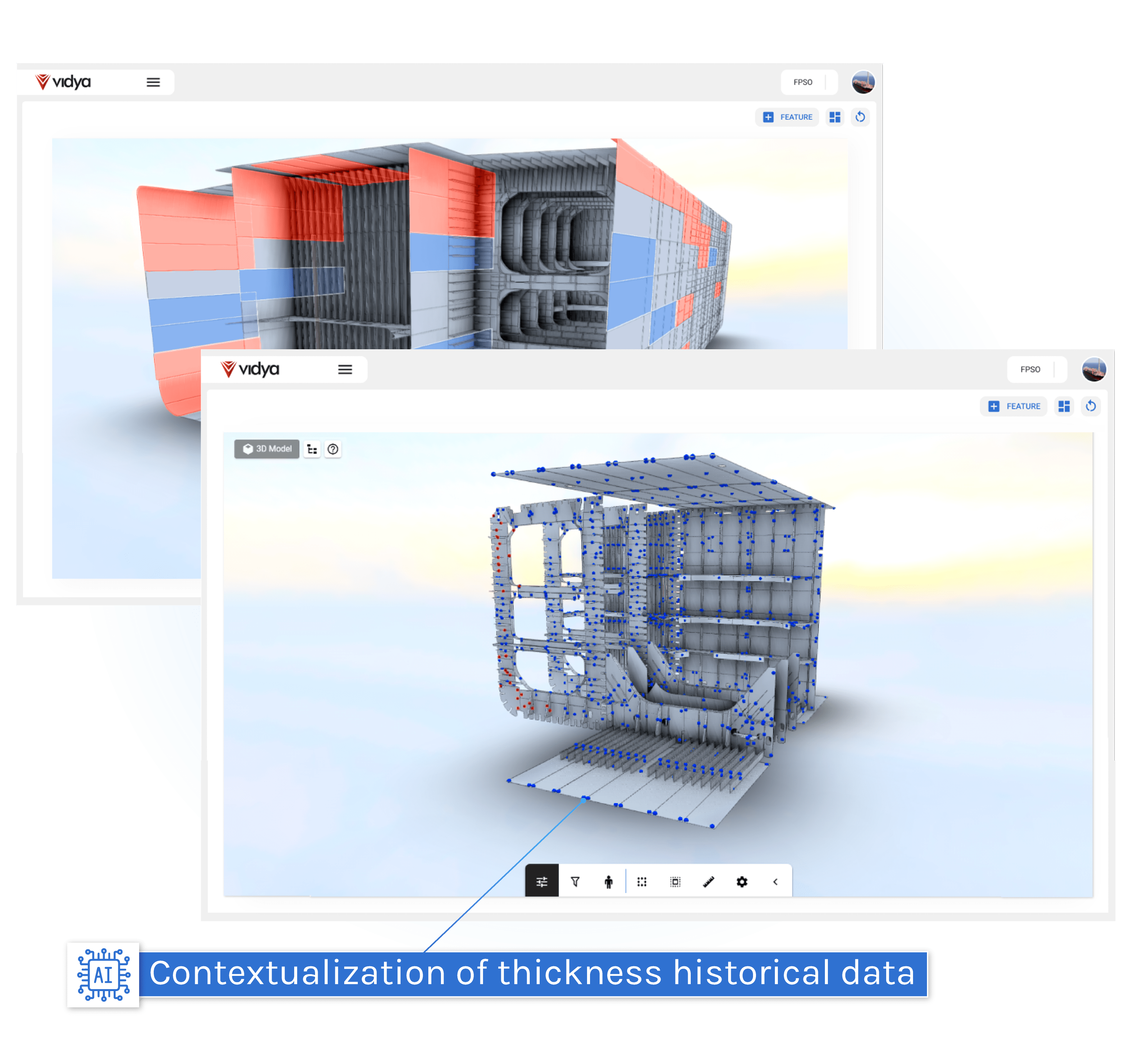 Screenshots from Vidya Sofware Platform showcasing 3d models