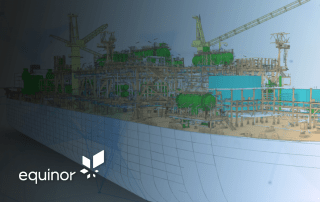 3D Model of a FPSO with Equinor logo on the bottom