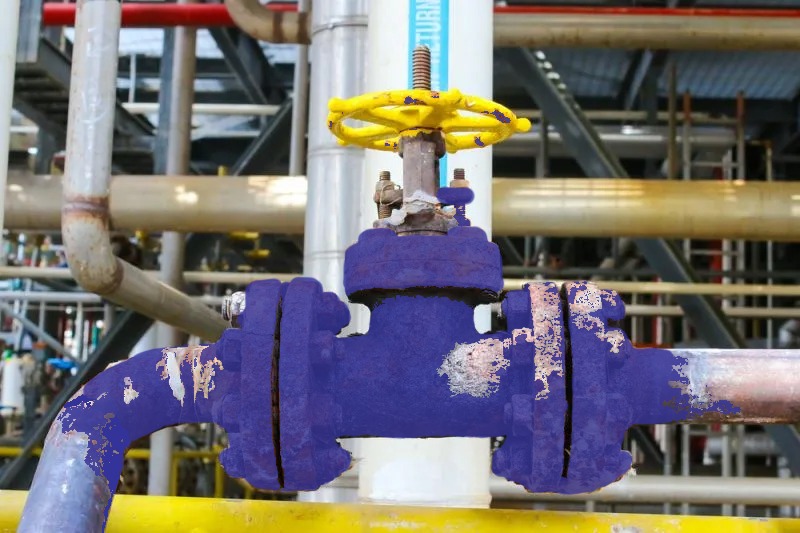 corrosion mask highlighting corroded area in pression valve in offshore oil and gas