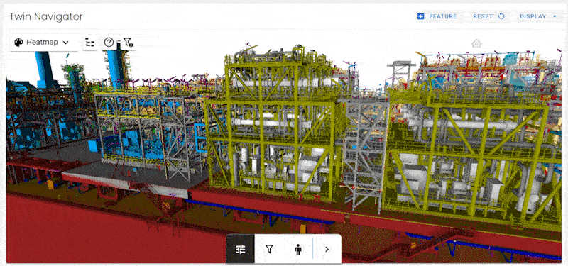 Virtual Outlining & Risk Analysis Vidya's System platform 3D model of a fpso