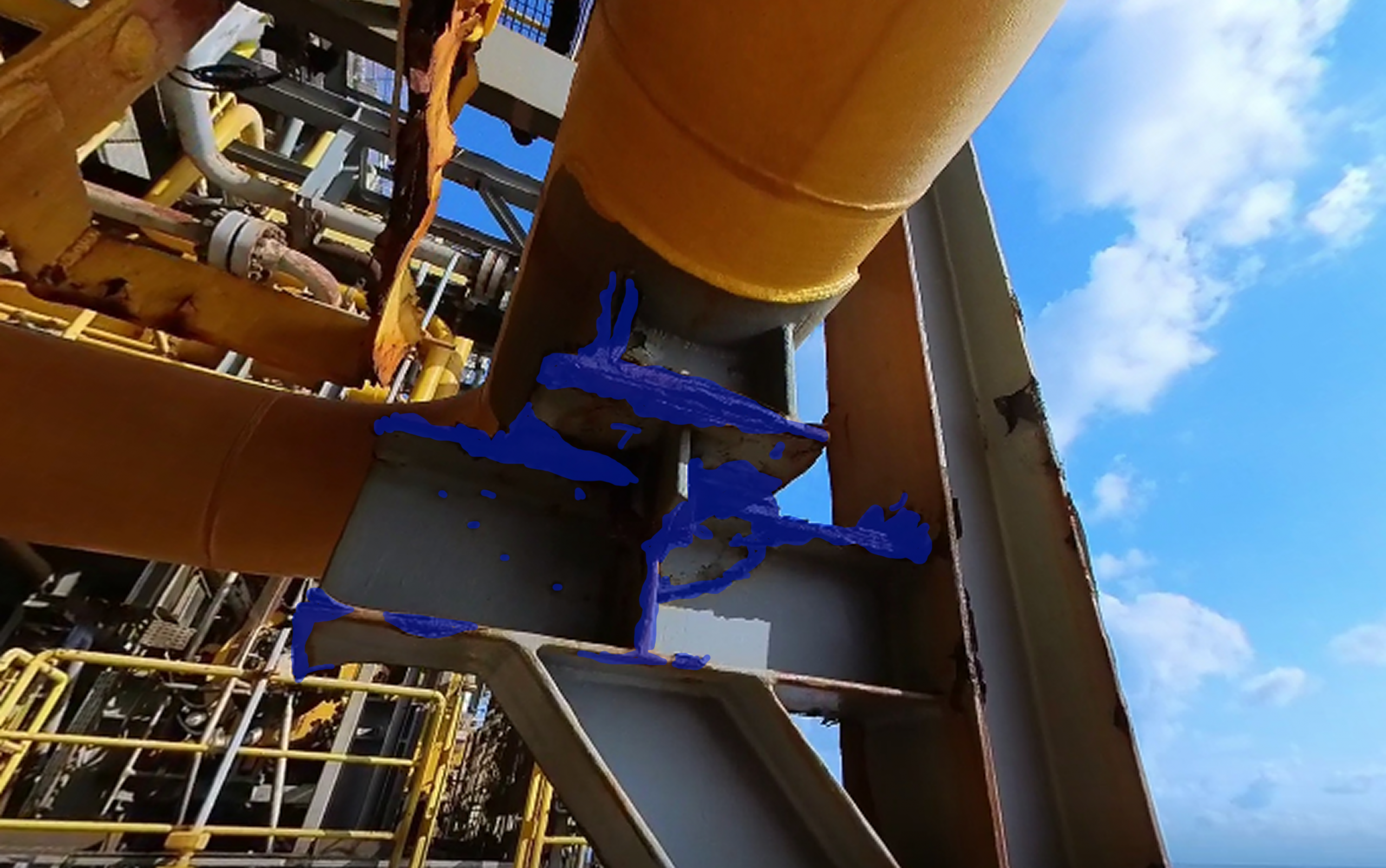 Drops image with AI Corrosion maks in the VSP indicating a DROPS potential object