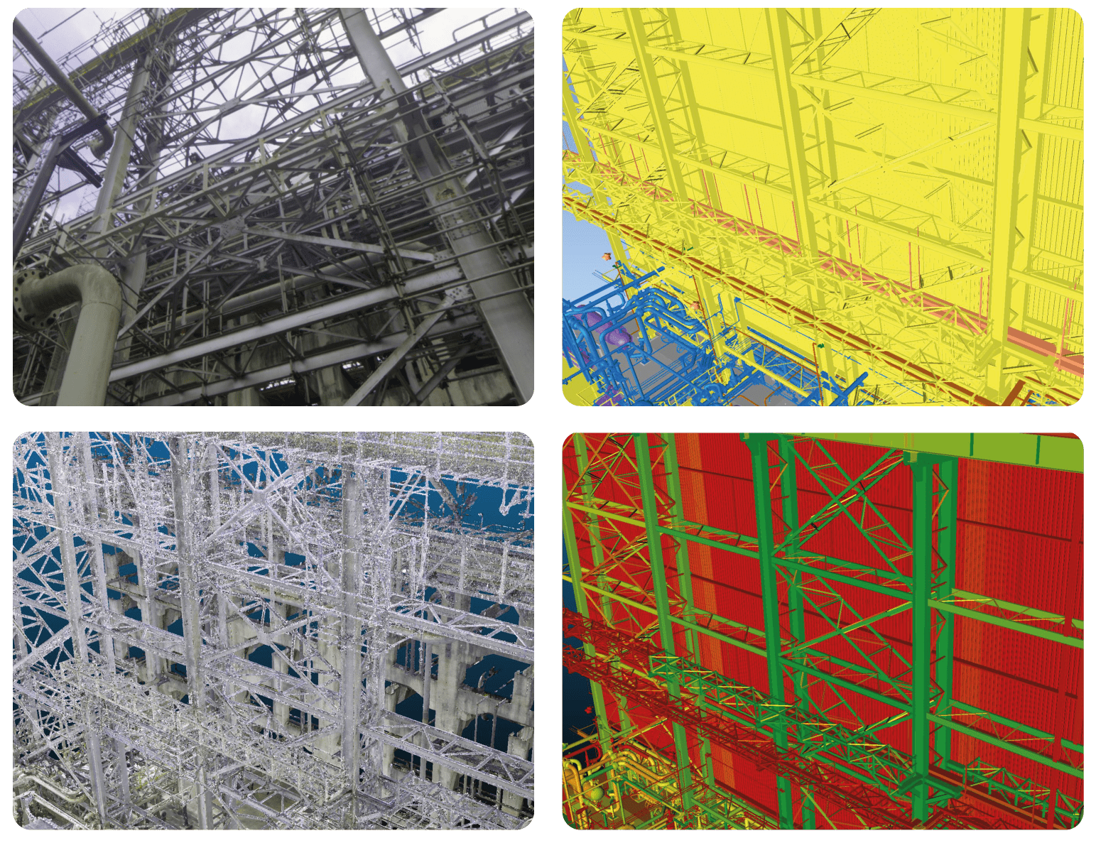 Comparison between field images and 3D model showcasing heatmaps with field divergences