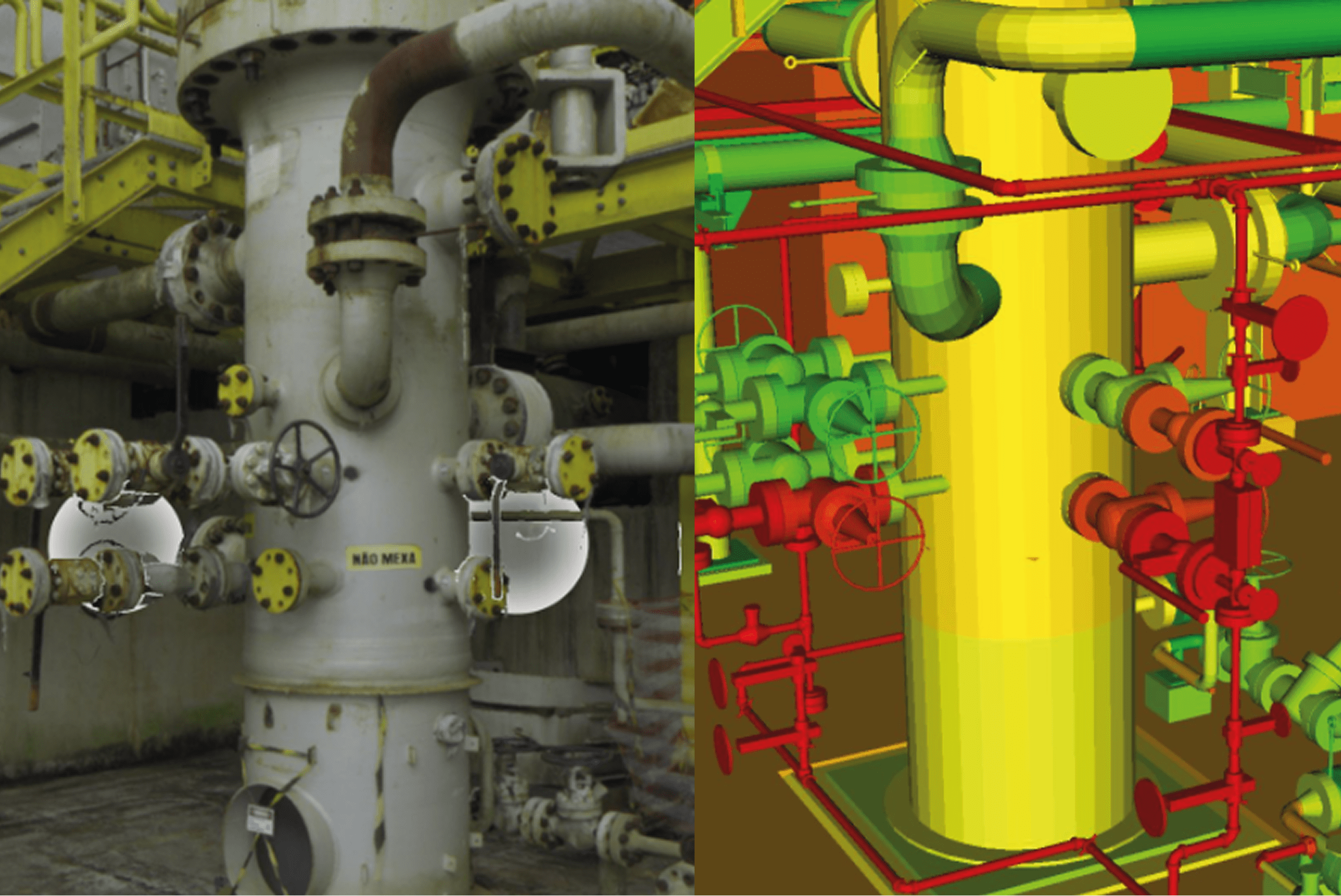 Comparison between field images and 3D model showcasing field divergences