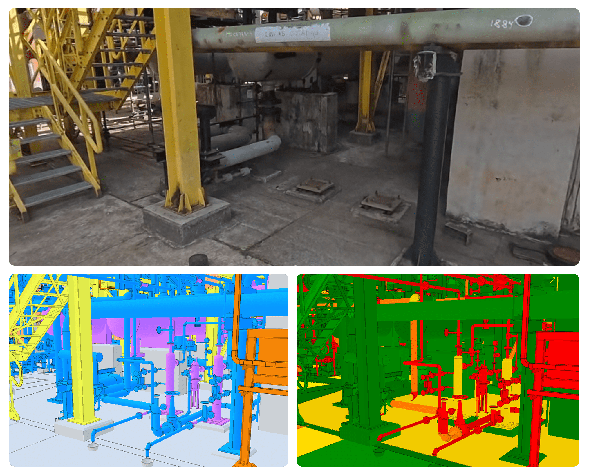 Comparison between Reality Capture, 3D model, and Discrepancy heatmap
